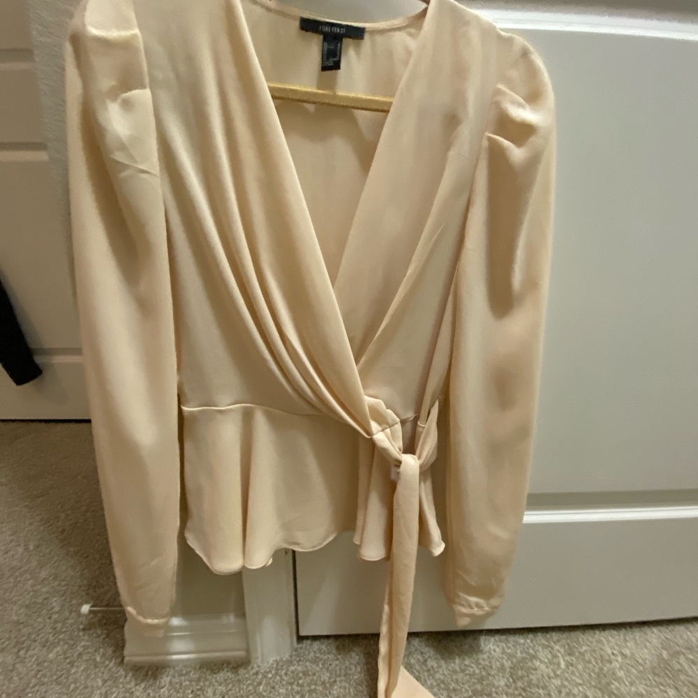 Elegant Cream Wrap Blouse